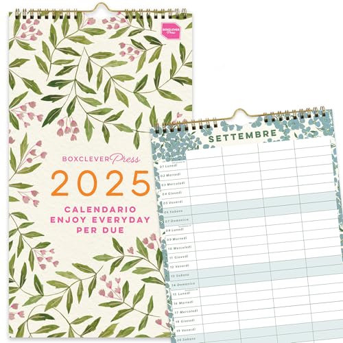 (auf Italienisch) Boxclever Press Paarkalender 2025. Kalender 2025 Wandkalender von Jan. – Dez. 25. Schmale Kalender 2025 Familienplaner mit 4 Spalten. Wandkalender 2025 für Zwei. 22 x 39 cm