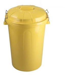 DRW Poubelle communautaire jaune avec poignées et couvercle encastré de 100 litres 54 x 50 x 76 cm