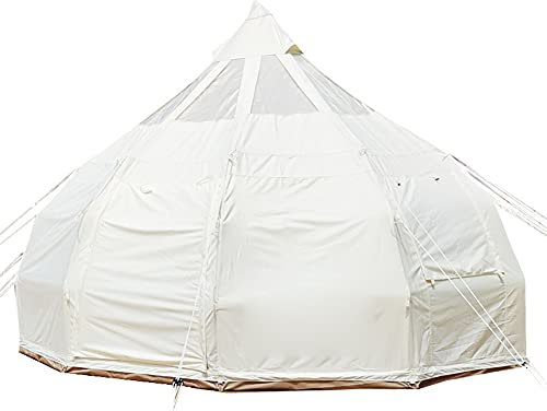 Outdoor-Glockenzelt aus Segeltuch, 5 m – luxuriöse 4-Jahreszeiten-Jurte für Camping, Wandern, Partys – großes Glamping-Zelt aus Segeltuch/900D Oxford-Stoff