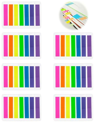 980 Stücke Haftstreifen Haftmarker Film,Haftstreifen Page Marker,8 x 45 mm, 7 Set, 7 Farben,für Seiten Markierung