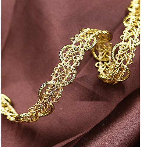 Anevous 25m Spitzenband Trim, Spitzenbordüre zum Nähen, Dekoband Zierband Spitze, Lace Spitze Borten Ribbon für DIY Handwerk, Hochzeit Braut, Kostüm Schmuck, Kunsthandwerk und Nähen,Gold 13mmx25m