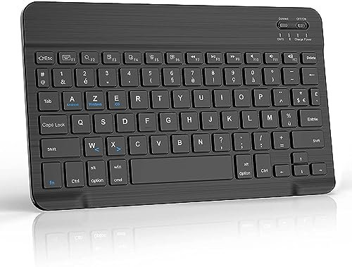 SENGBIRCH Clavier Bluetooth sans FI (AZERTY Français) Léger Mince pour iOS iPad, iPad Pro, iPad Air, Mac, Tablette Android Samsung Galaxy, Xiaomi Pad 5, Huawei, Lenovo, Noir