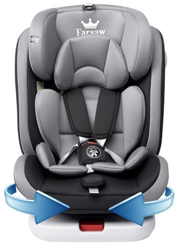 Baby Autositz Kindersitz 360°drehbar mit ISOFIX und Ruheposition, Gruppe 0+1/2/3 (9-36 kg/0-12 Year), 5-Punkt-Sicherheitsgurt, Kinderautositz, Schwarz