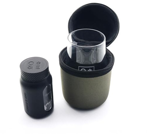 Oak & Ember® Olive Green Glask Traveller: Enhance Your Whisky Journey Anywhere with This Premium Tasting Travel Set. Includes a Glass, Flask, and Durable Protective case.