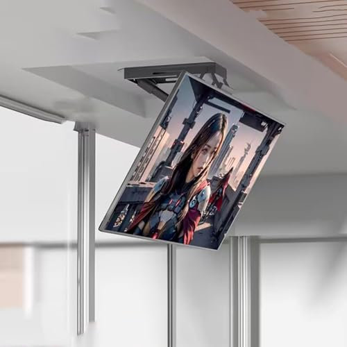 Support TV, Support TV de Plafond motorisé, élévateur TV rétractable caché, élévateur TV électrique télescopique avec Levage Automatique, Rabattable de 0 à 85 °, Convient aux téléviseurs de