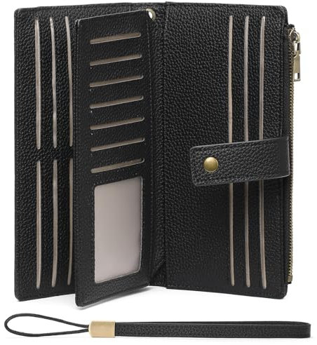 SENDEFN Geldbörse Damen, Geldbeutel Damen mit RFID Blocking, Portemonnaie mit 12 Kartenfächer
