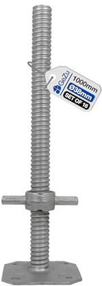 GeZu Impex Pied d'échafaudage avec Tige Filetée Ø 38 x 1000 mm | Galvanoplastie plaques de pieds réglables