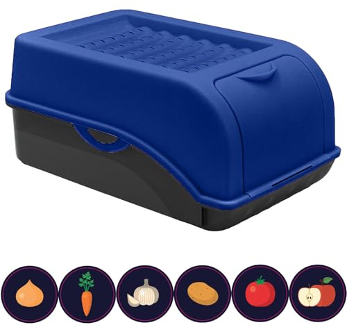 ARTECSIS® 1 x Kartoffel Aufbewahrungsbox mit Deckel für 2,5 kg Kartoffeln (königsblau) - Vorratsbehälter & Vorratsdosen Gemüse & Lebensmittel - Kartoffelbox, Zwiebelbox, Gemüsebox (inkl. 6 Aufkleber)