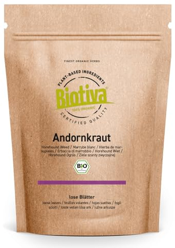 Biotiva Infusión de marrubio orgánico 500 g - hierba del sapo o toronjil cuyano, cortado - planta medicinal del año 2018 - Marrubium vulgare - llenada en Alemania (DE-ÖKO-005)