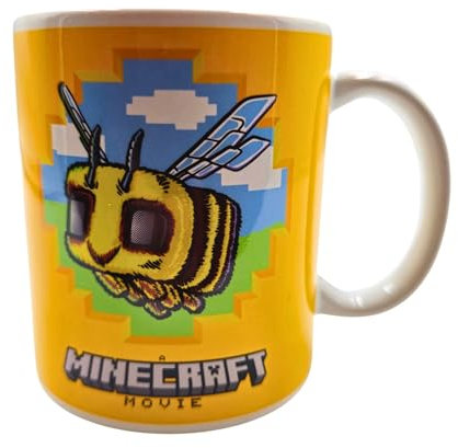 HOX Minecraft Keramiktasse mit Bienen-Design, 325 ml, hitzebeständig, für Cappuccino, Latte, heißen Kakao und heißen Tee, Geschenk für Show-Fans und Sammler, lizenziertes Merchandise (1 Stück)