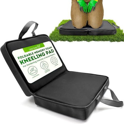 Green Thumbz Garden Kneeling Pad - 1 Pack Foldable Memory Foam Kneeling Pad with Carry Handle - Portable Black Kneeling Cushion for Gardening, Exercise, and House Repairs