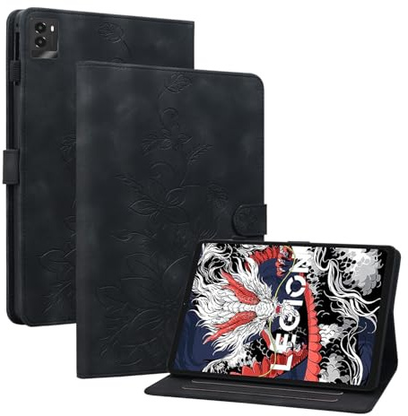SLLMYYX Case for Lenovo Legion Y700 (2025)/Legion Tab Gen 3 8.8 inch, Lily Flower PU Leather Slim Folio Tablet Cover (Black)