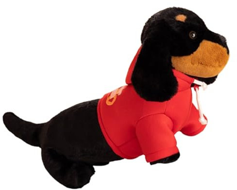 Kuscheltier Henry Dackel,Dackel Plüsch Langes Kissen Braun Hund Körper Kissen Tier,Hund Plüschtier Plüsch Spielzeug weich&waschbar Geschenk für Kinder Baby Mädchen Junge (55cm,Schwarzer Pullover)