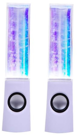 Holibanna Colorful Led Fountain Light Show Speaker Water Dancing Effect, Mini Led Loudspeaker for Laptop and Smartphone, White Portable Multimedia Speaker for Home and Travel
