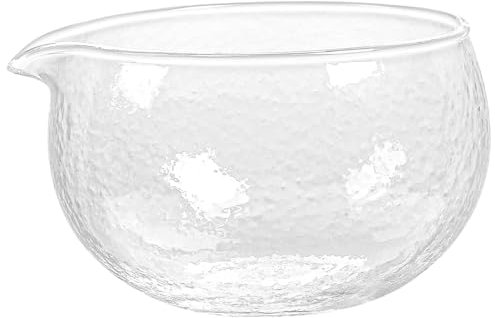 Eyccier Matcha Bowl with Spout, 450ml Japanese Style Clear Glass Matcha Bowl with Non Slip Surface for Home Office..