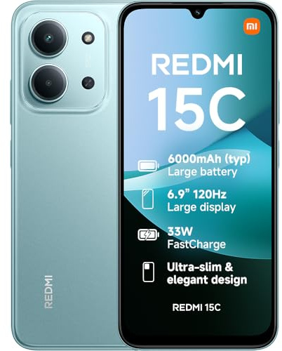 XIAOMI REDMI 15C Smartphone 4+256GB Mint Green 6.9 120Hz Display | 6000mAh, 7.99mm Design, MediaTek Helio G81-Ultra Octa-core, 50MP AI Dual Camera, IP64 Dust and Water Resistance