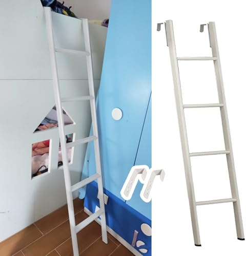 Verstellbare weiße Leiter für Doppelstockbetten – 139,7 cm Lange Kletterstufe für Schule, Zuhause oder Wohnmobil – stabiles Design für sicheren Zugang zu Etagenbetten