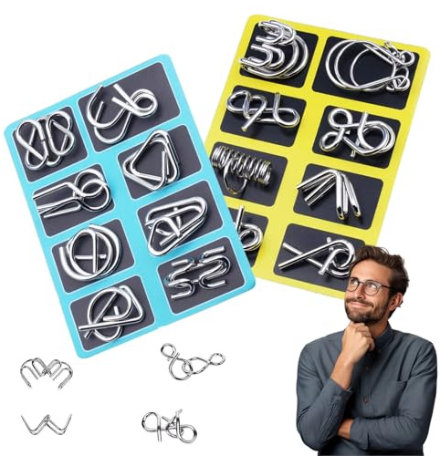 Montessori Metallisches Denkspielzeug, Montessori Metal Puzzle Für Erwachsene, 24-Teiliges Metall Puzzle Set Zur Förderung des Räumlichen Denkens (2PCS)