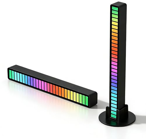 Bettinay 2 Pack Sound Reactive Light Bar, Rechargeable Wireless RGB Rhythm Light Bar for Music Gaming & TV