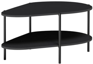Masseno Couchtisch Alicante, Schwarz, 90x65x45cm, Modern Wohnzimmertisch für Couch, Oval Beistelltisch, Laminierte Spanplatte
