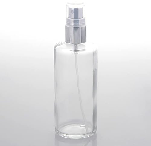 Kosmetex 3x Runde Glas Flakon 100 ml mit Zerstäuber, Zerstäuberflasche, Parfümflakon, Pumpzerstäuber