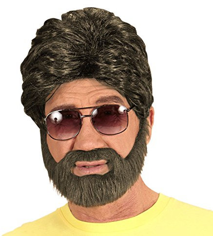NET TOYS Braune Herrenperücke mit Bart Hangover Perücke mit Vollbart Dude Faschingsperücke Playboy Karnevalsperücke