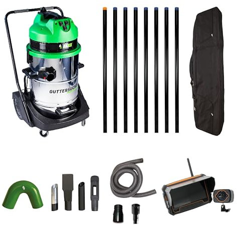 GutterSucker Pro Gutter Cleaning System With Recordable Camera, Pro Diamond Package. 8 Pole Package, Heights Up To 12m / 40ft.