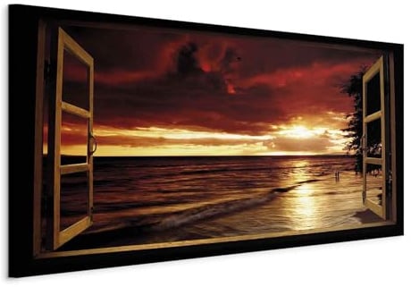 murando - Leinwandbild Wohnung Strand Meer, Schlafzimmer, Wohnzimmer | Hochwertige Leinwand, sofort aufhängbar, ideal fürs Wohn- oder Schlafzimmer, wasserfest und lichtecht, langlebig, stilvoll