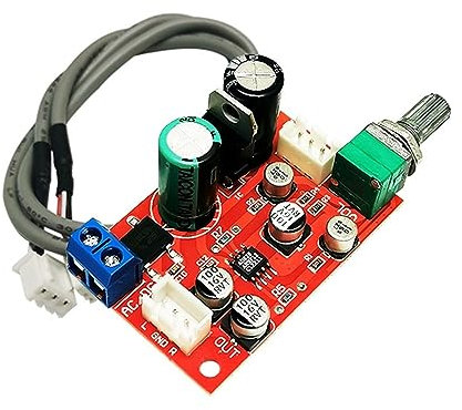 MiOYOOW DC 8V ~ 24V Verstärkerplatine, AD828 Vorverstärker Audioverstärkerplatine Stereomodul Einzelstromversorgung mit Potentiometer Hochleistungs-Digitalverstärkermo