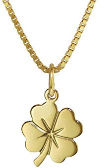 trendor Kleeblatt Anhänger Gold 333 (8 Karat) + goldplattierte Halskette Halsschmuck für Kinder, Goldschmuck ist eine tolle Geschenkidee 35922-38 38 cm
