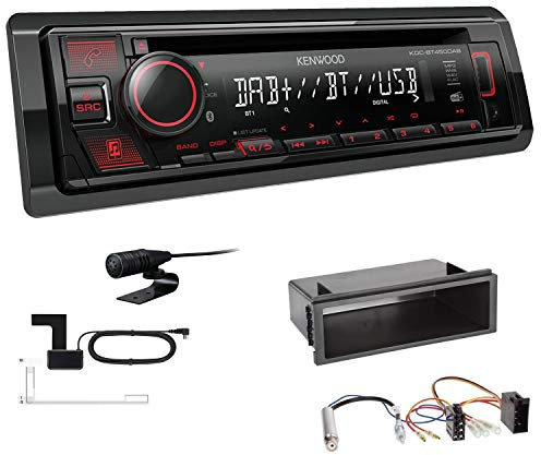 Kenwood KDC-BT450DAB 1-DIN DAB Autoradio Bluetooth CD USB AUX Einbauset passend für Volkswagen VW Bora und Bora Variant 1998-2004 schwarz
