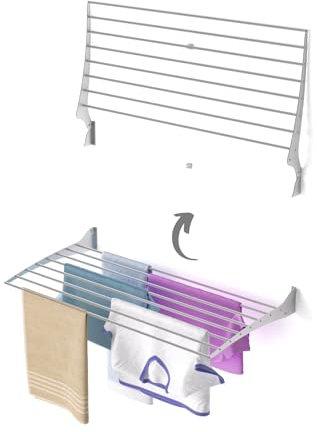 Foxydry Fold Wäscheständer für die Wand, vertikaler Wäscheständer für den Innen- und Außenbereich aus Aluminium und Stahl 100x50x57 cm (1x 100 cm, Grau (Grey))