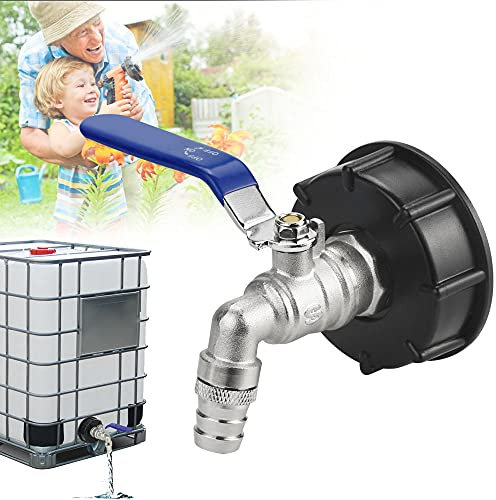 ZACUDA IBC Adapter IBC Tank IBC-Regenwassertanks Matt IBC 3/4 Auslaufhahn verchromt IBC Wassertank Zubehör Kugel Auslaufventil für Meiste Britischen, Amerikanischen und Europäischen IBC-Container