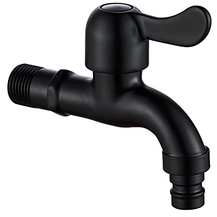 Mattschwarzer Schnellöffner-Wasserhahn, Edelstahl-Waschmaschinen-Wasserhahn, Mopp-Pool-Waschmaschine mit doppeltem Verwendungszweck, Anzug G1/2-Schnittstelle, Haushalts-Badezimmer-Balkon-Waschbecken-W