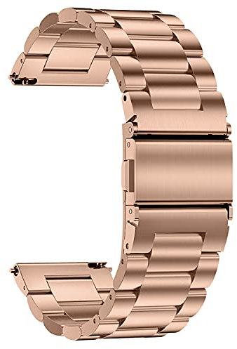 TStrap Bracelet de Montre Métal 18mm - Bracelets de Montres Remplacement à Dégagement Rapide Or Rose pour Homme et Femme - Montre Bracelet en Acier Inoxydable pour Smartwatch