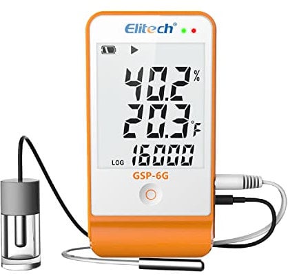 Elitech GSP-6G Profi Thermo-Hygrometer – Präzises Temperatur- und Feuchtigkeitsmessgerät mit Alarmfunktion, Datenlogger für Innen & Außen (LCD-Display, Hohe Genauigkeit)