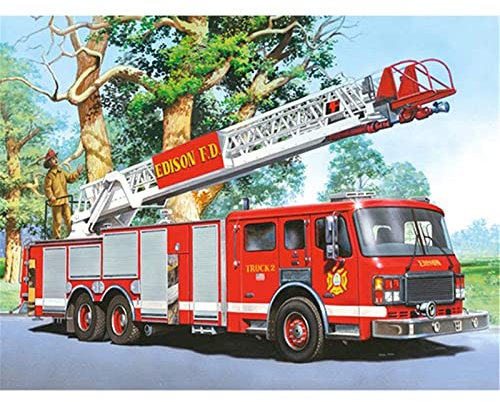 YSCOLOR Diamant Painting Diamant Stickerei Feuerwehr Lkw Volle Runde Bohrer Diamant Mosaik Malerei Dekoration 30X40cm