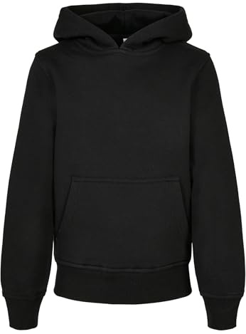 Build Your Brand Unisex Kinder Organic Basic Kids Hoody Kapuzenpullover, Black, 110-116