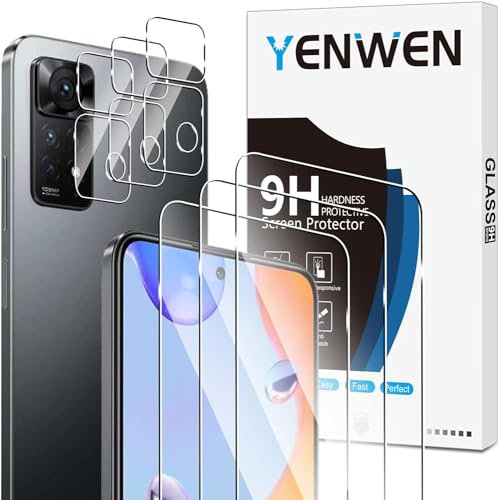 Yenwen Schutzfolie für Xiaomi Redmi Note 11 Pro 5G / 4G, 3 Stück Panzer Schutz Glas mit 3 Stück Kameraschutz, 9H Härte Schutzglas Anti- Kratzer Handy Glas Folie HD Klar Displayfolie
