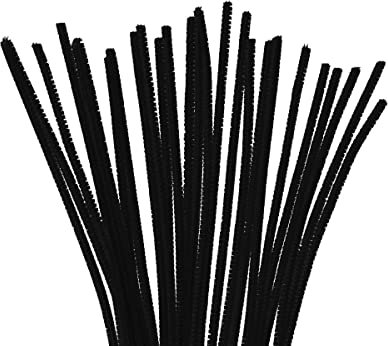 INNSPIRO Pfeifenreiniger, Chenille, Schwarz, 6 mm x 30 cm, 25 Stück, ideal für Bastelarbeiten mit Kindern, Dekorationen und kreative Aktivitäten