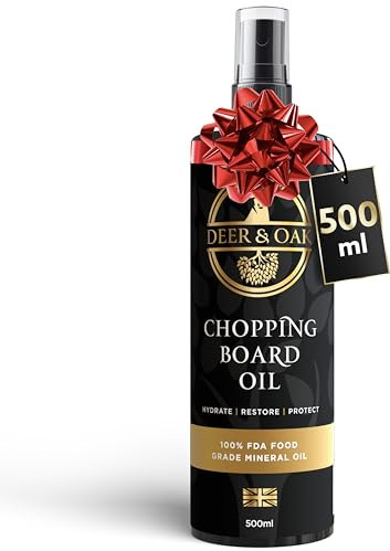 Deer & Oak - 500ml Premium Food Safe Mineral Oil for Chopping Boards, Butchers Block, Wood & Slate Oil - 100% Food Grade