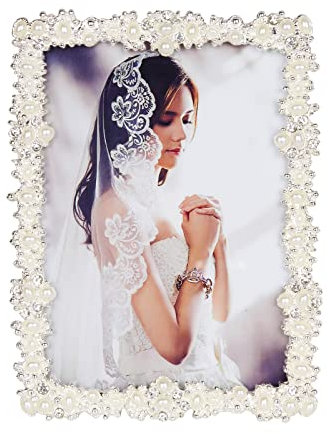 8x10 Photo Frame for Wedding or Decoration, Silver Plated Picture Frames with High Definition Glass Frames, Real Glass Photo Frame for Wedding Gift, Wall Mounting Display for Bedroom Living Room