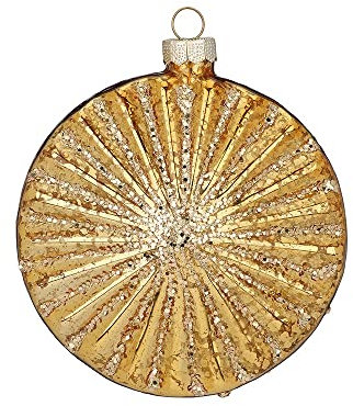 Christbaumschmuck Glas 10cm Goldtaler Münze mit Glitzer Weihnachtskugeln Goldstück Inkagold