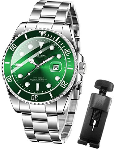 BENYAR Hombre Reloj Relojes Cronógrafo Analógico Movimiento de Cuarzo Reloj de Pulsera de Diseño Deportivo 3ATM Relojes Impermeables Regalo para Los Hombres,Verde