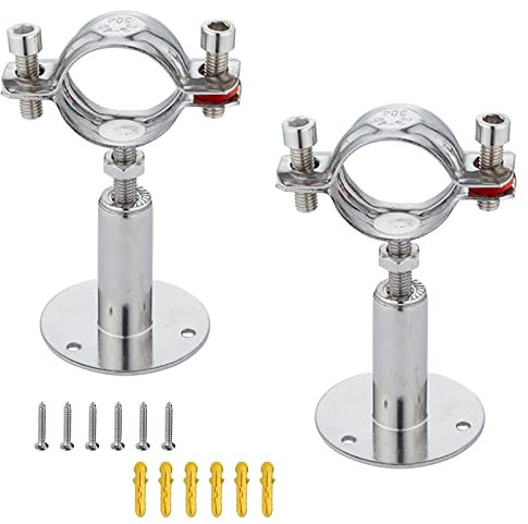 Zhongtou 2 Stück Rohrschelle Edelstahl-Wandhalterungen, Verstellbare Rohrhalterung Wand, Rohrstützen, Rohrhalter mit Schrauben für Rohrdurchmesser 15–19 mm Halterung für Rohr