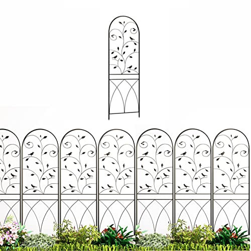 LGJEGD 70 Dekorative Metall deko Zaun, Garten deko Zaun 7Pack schwarz rostfrei Eisendrahtzaun Schmiedeeisen Zaun Garten