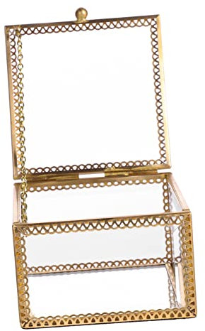 STOBOK 1 Stück Karton Aufbewahrungsbox Aus Glas Übersichtliche Schmuckaufbewahrung Schmuckorganisator Für Halsketten Organizer Für Schmuckketten Wohnkultur Messing Braut Ring Souvenir