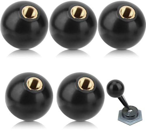 5Pcs M10 Female Threaded Ball Knob, 35mm Engineering Plastic Ball Lever Knob Lathe Tractor Machine Handle Universal Balls Screw Knobs Replacement Round Button Simple Pressure (Black)