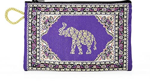 BDM Porte-Monnaie Turc avec éléphant - Portefeuille Turc brodé Porte-Bonheur avec Fermeture éclair 15x10 cm