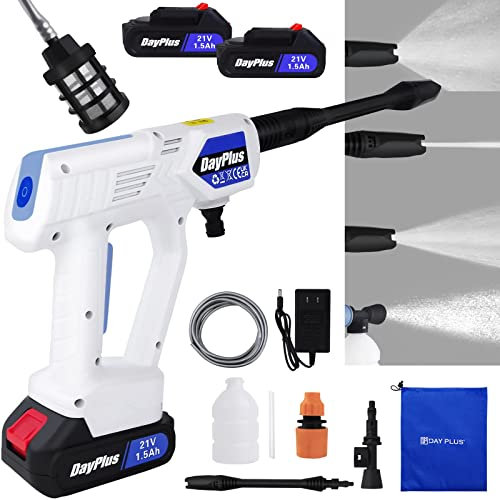 Banas Idropulitrice portatile leggera multiuso con ugelli regolabili 4 in 1, 2x idropulitrice a batteria senza fili, kit idropulitrice elettrica 21V 1.5Ah per donne (2 Batterie)